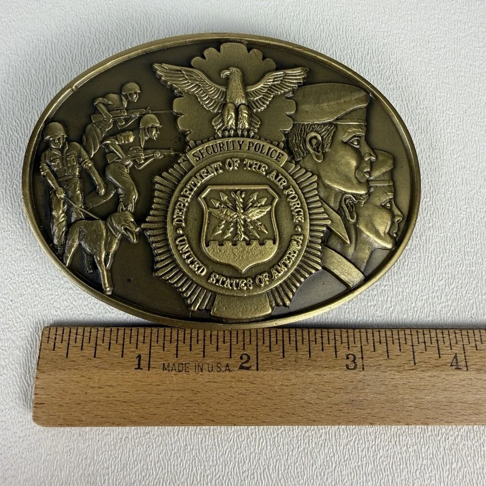 US Air Force Security Police Belt Buckle Vtg 80s ADM Obsolete Collectible